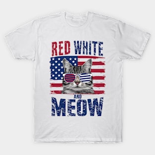 Red White And meow T-Shirt